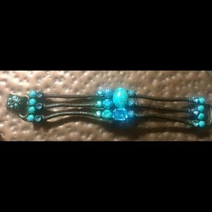 Swarovski Crystal, Turquoise & Leather Bracelet